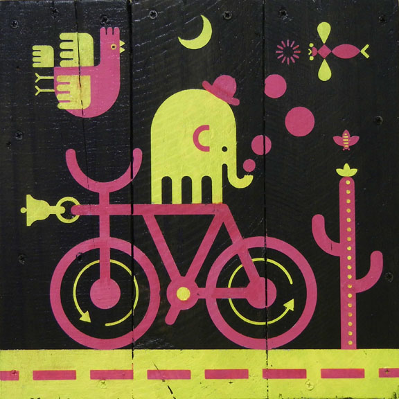 Scott Partridge - painting - bicycle elephant