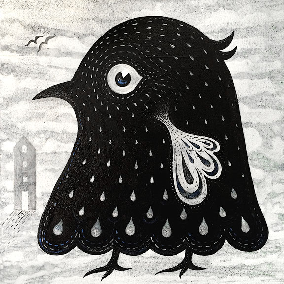 Scott Partridge - painting - black and white bird II