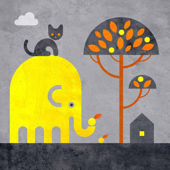 Scott Partridge - Illustration - Elephant and Cat 