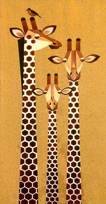 Scott Partridge - painting - giraffe family