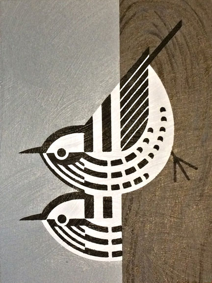 Scott Partridge - painting - black and white warbler
