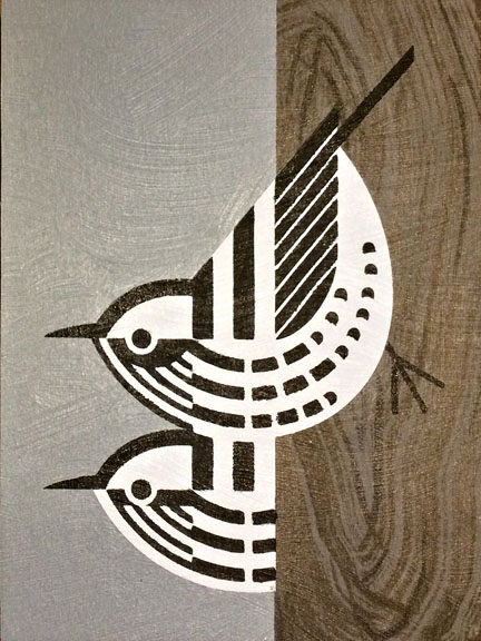 Scott Partridge - painting - black and white warbler