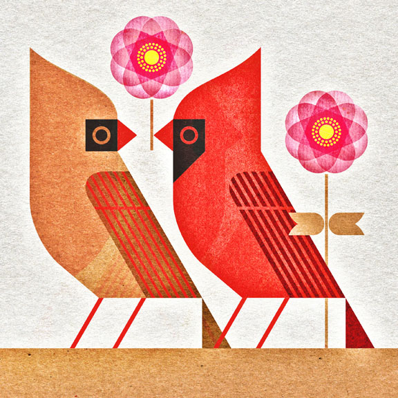 scott partridge - state bird and flower - Indiana - Cardinal and Peony