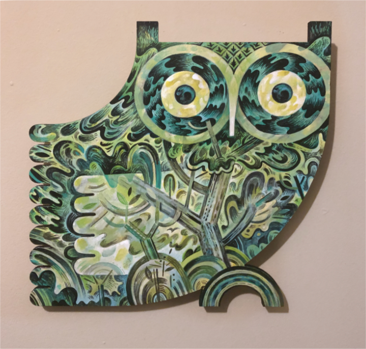 Scott Partridge - day owl green - acrylic painting