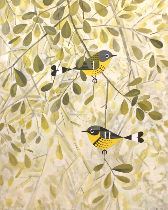 Scott Partridge - magnolia warblers - painting - acrylic