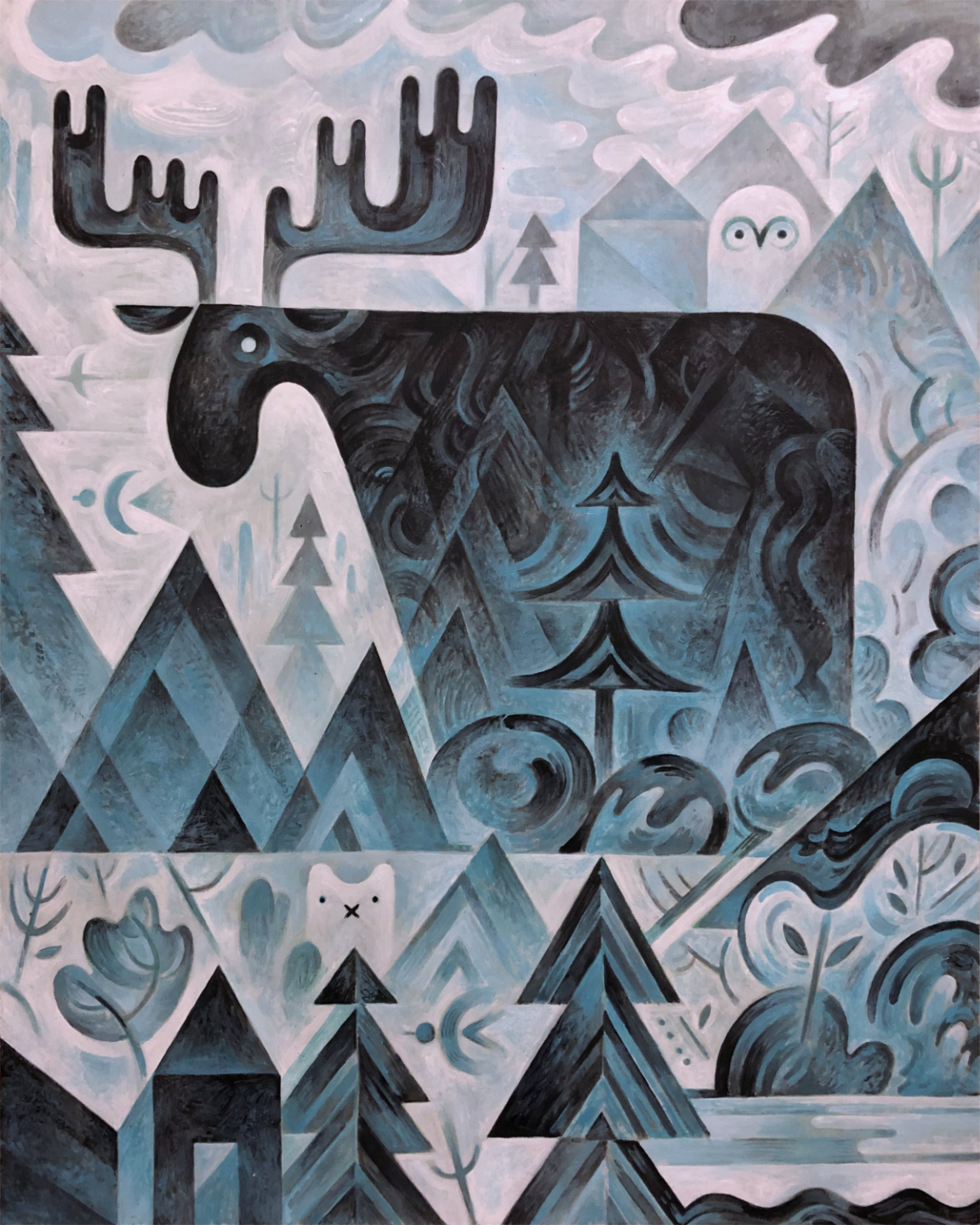 scott partridge - acrylic painting - moose 16x20 2023