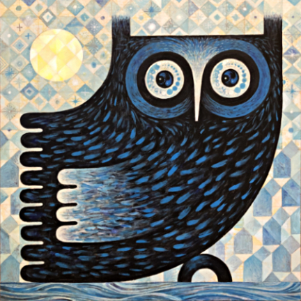 Scott Partridge - night owl 2021 16x16 - acrylic painting