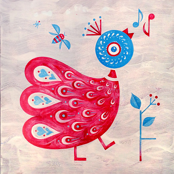 Scott Partridge - painting - pink bird 2015