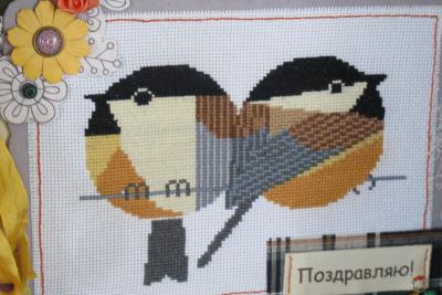 needlepoint - chickadees - russian