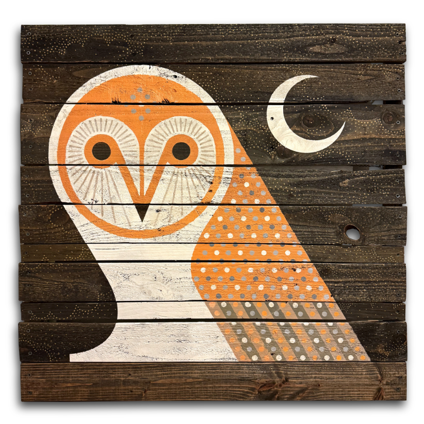Scott Partridge - barn owl 2 32x32 2025 - acrylic painting