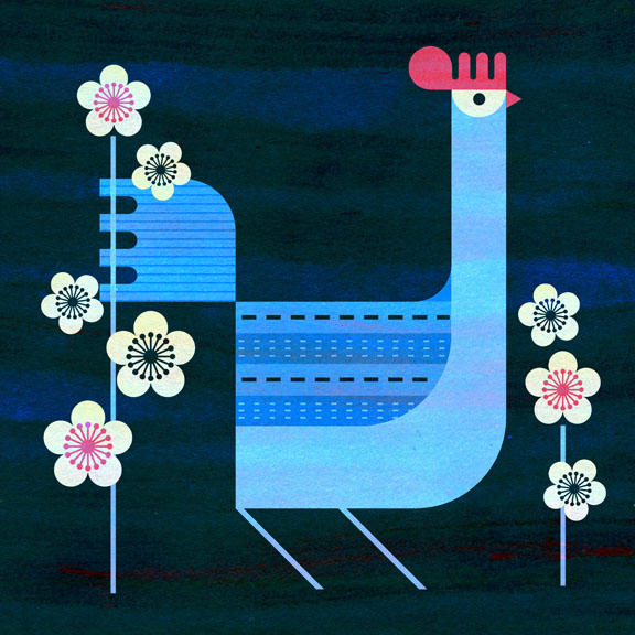 scott partridge - rooster - zodiac illustration