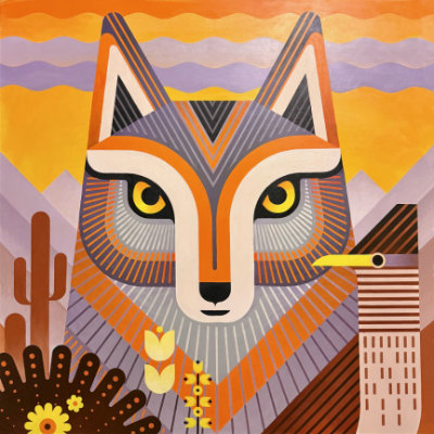 Scott Partridge - painting - coyote roadrunner