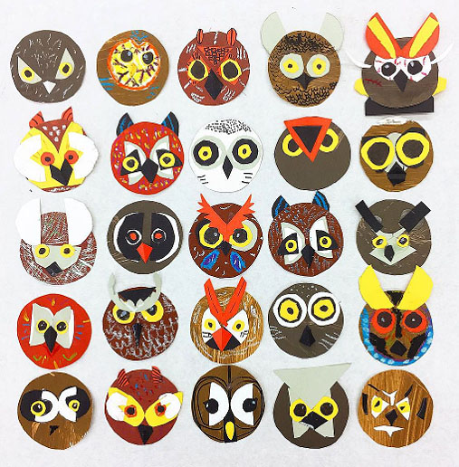 scott partridge - third grade art class owls