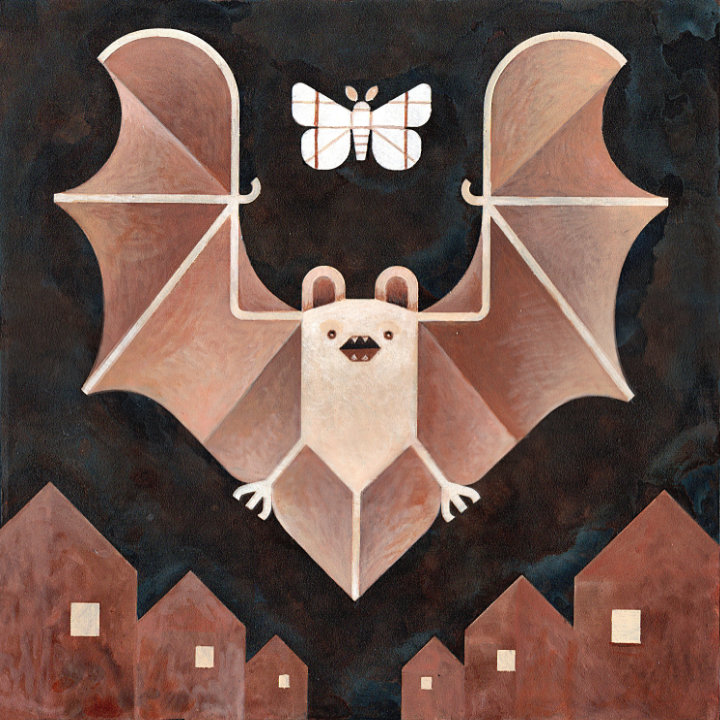 Scott Partridge - little brown bat 10x10 2026 - acrylic painting