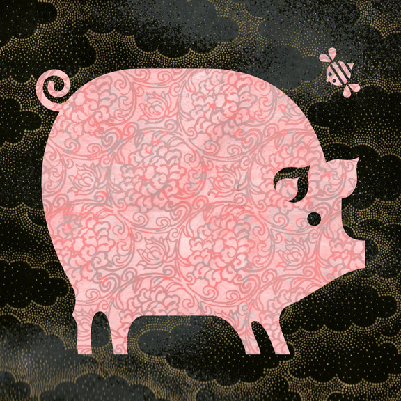 scott partridge - pig - zodiac illustration