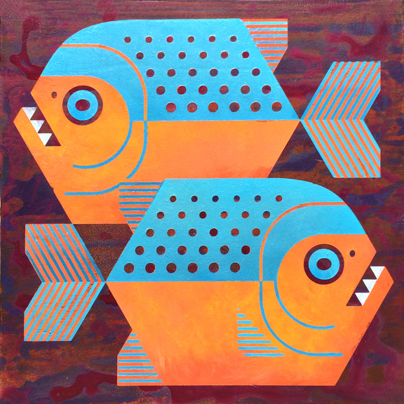 Scott Partridge - painting - piranha