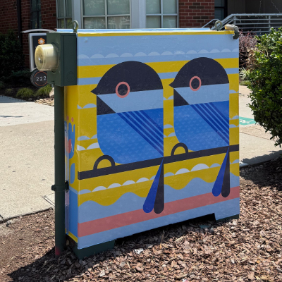 Scott Partridge - utility cabinet wrap - chickadee  - rail trail