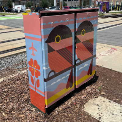 Scott Partridge - utility cabinet wrap - chickadee  - rail trail