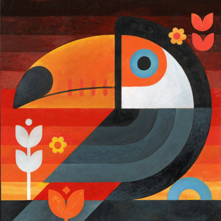 Scott Partridge - toco toucan 10x10 2026 - acrylic painting