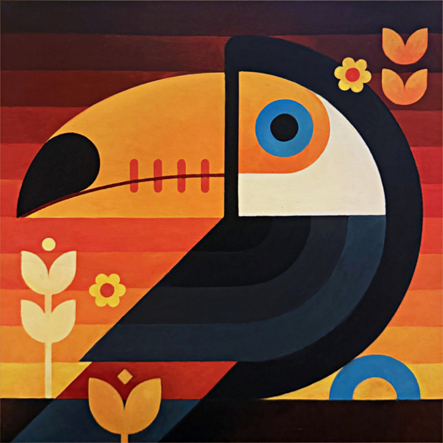 Scott Partridge - toco toucan 12x12 2025 - acrylic painting