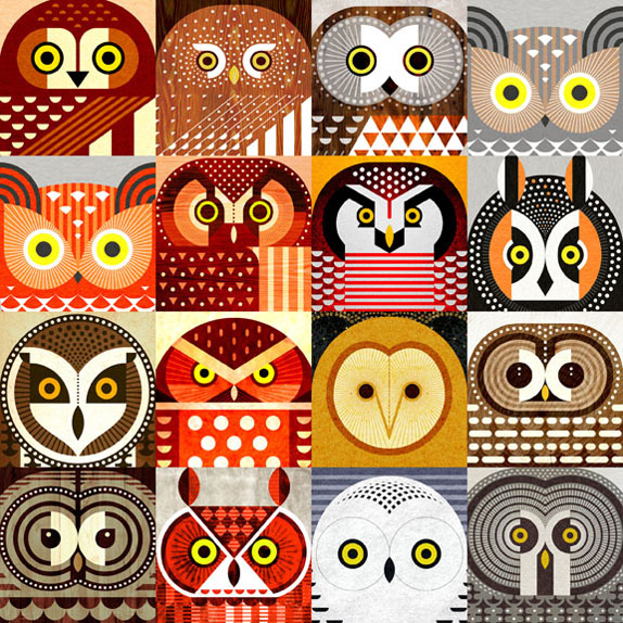 north american owls - scott partridge - art